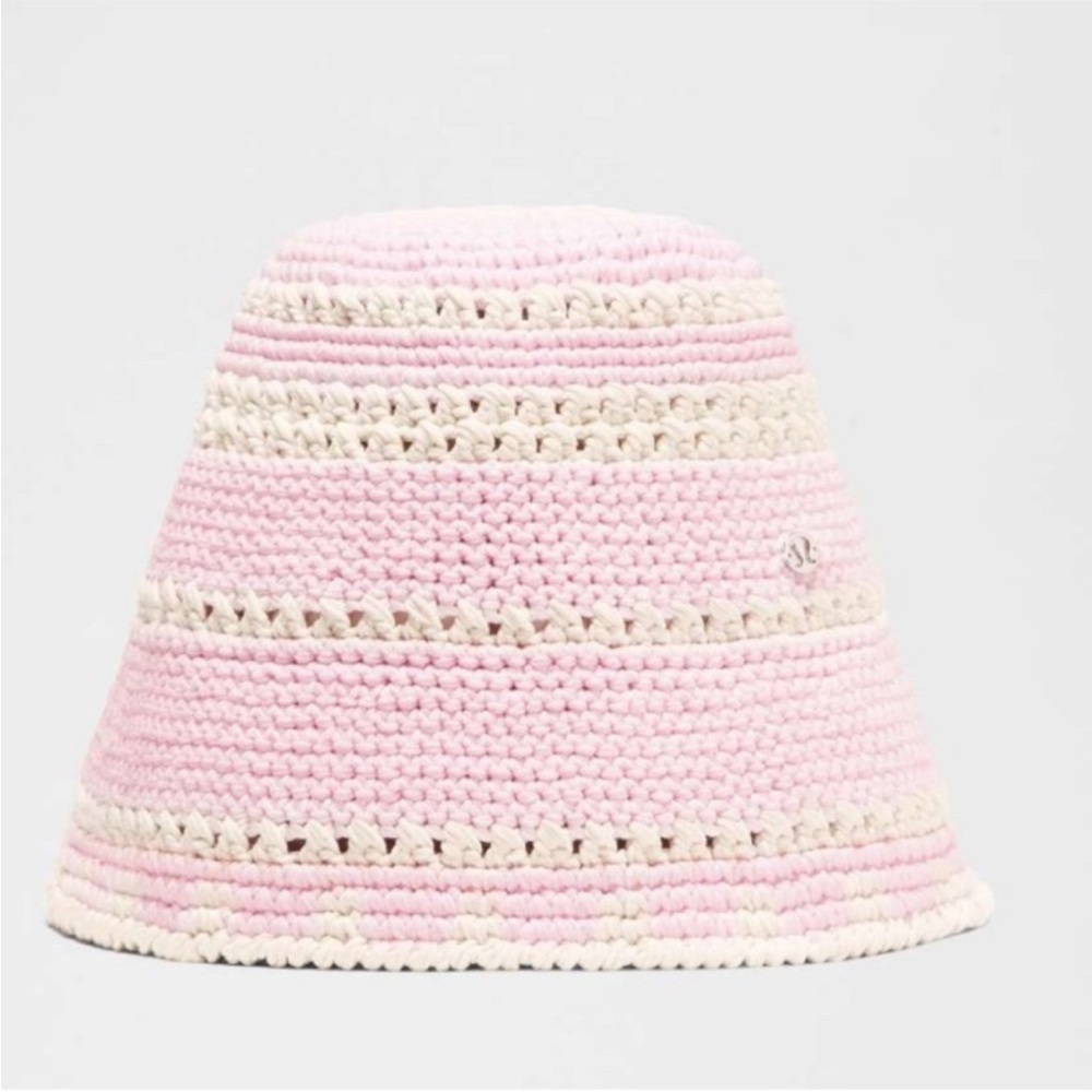 Lululemon Cotton Crochet Bucket Hat in Pink Organza/Light Ivory Size M/L - Picture 11 of 13